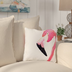 Bay Isle Home Longview Fabulous Flamingo Outdoor Throw Pillow BYIL3451